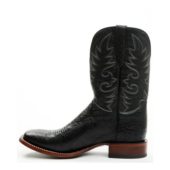 NEW Cody James Black Smooth Ostrich Boots Broad Square Toe Western Cowboy Exotic main image 9